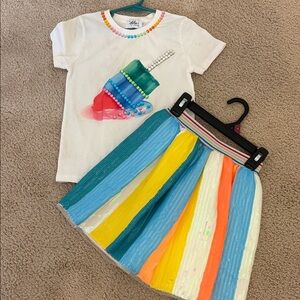 Lola + The Boys Colorful Gem Embellished Tee and Matching Sequin Skirt